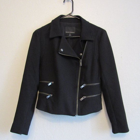 Banana Republic Jackets & Blazers - Banana Republic Black Vegan Suede Moto Jacket Women's Petite Size 4 P